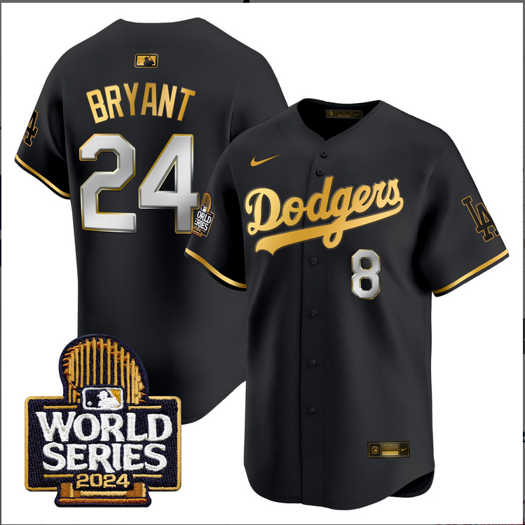 Men MLB Los Angeles Dodgers 24 Bryant black 2024 World Series Champions Patch Limited Jersey20241105